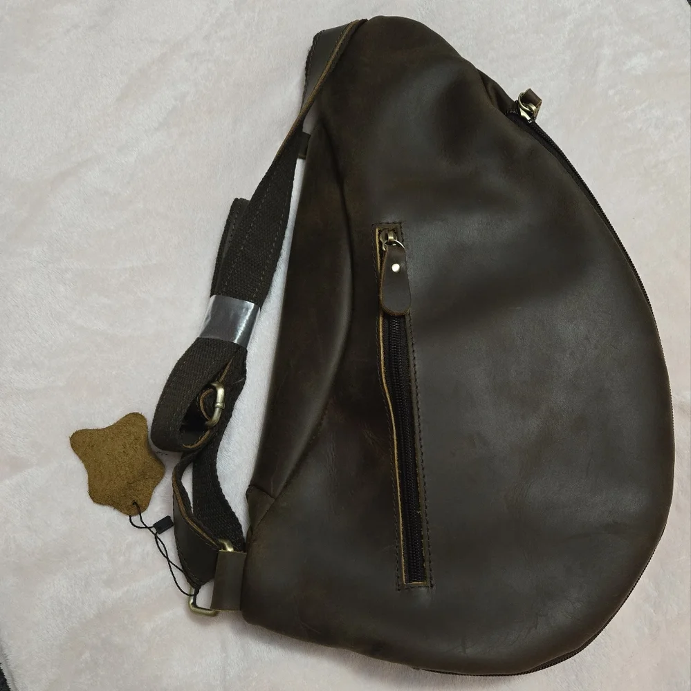 Leathario Leather Sling Brown Bag